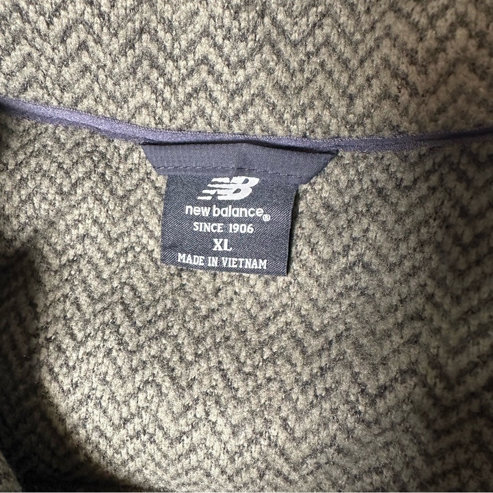 New Balance Womens XL Herringbone Fleece Full Zip Jacket Olive Green‎ Mock Neck - Picture 3 of 9